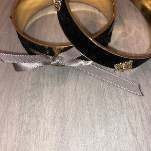 Stacking Bracelet Arm Bangles Set Of 2 Black Gold